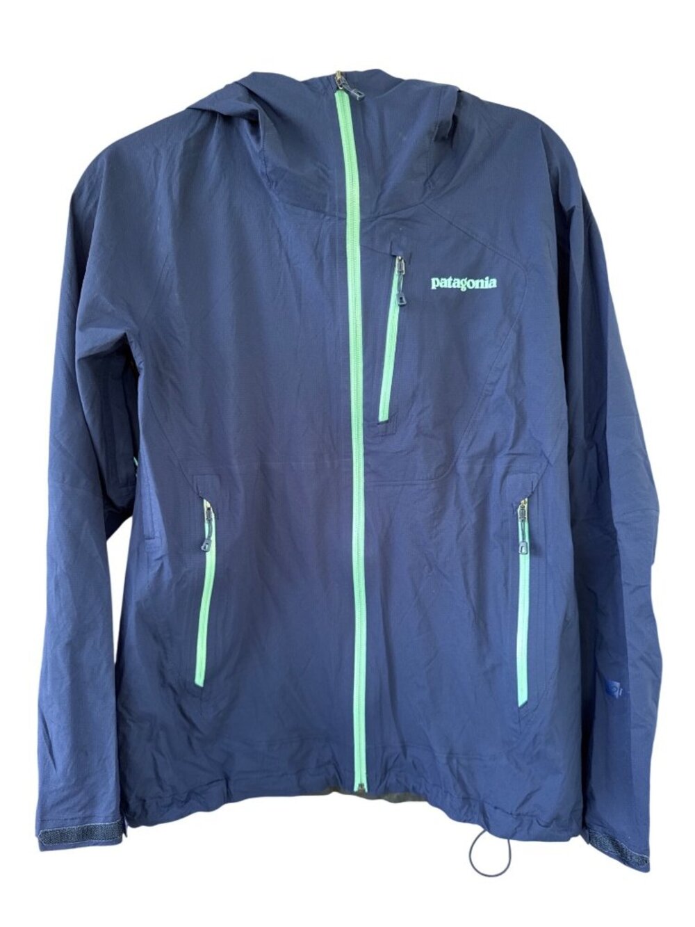 Patagonia H2No Women's M Blue Hooded Full-Zip Rain Jacket Ripstop Polyester